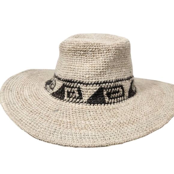 Vtg ALPACA Peruvian Wool Hat Western Gorpcore Festival Coachella Burning Man S/M